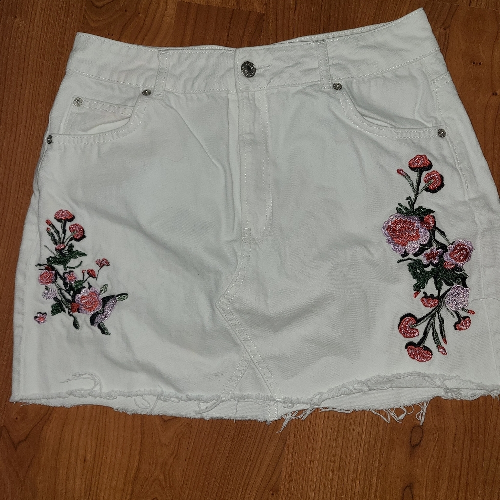 White skirt with flowers